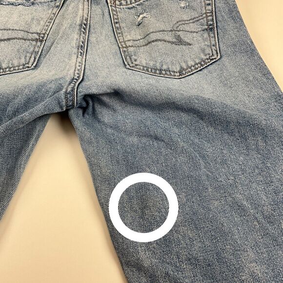 American Eagle Mom Straight Slashed Sky Light Wash Blue Jeans 000 Regular - Picture 12 of 12